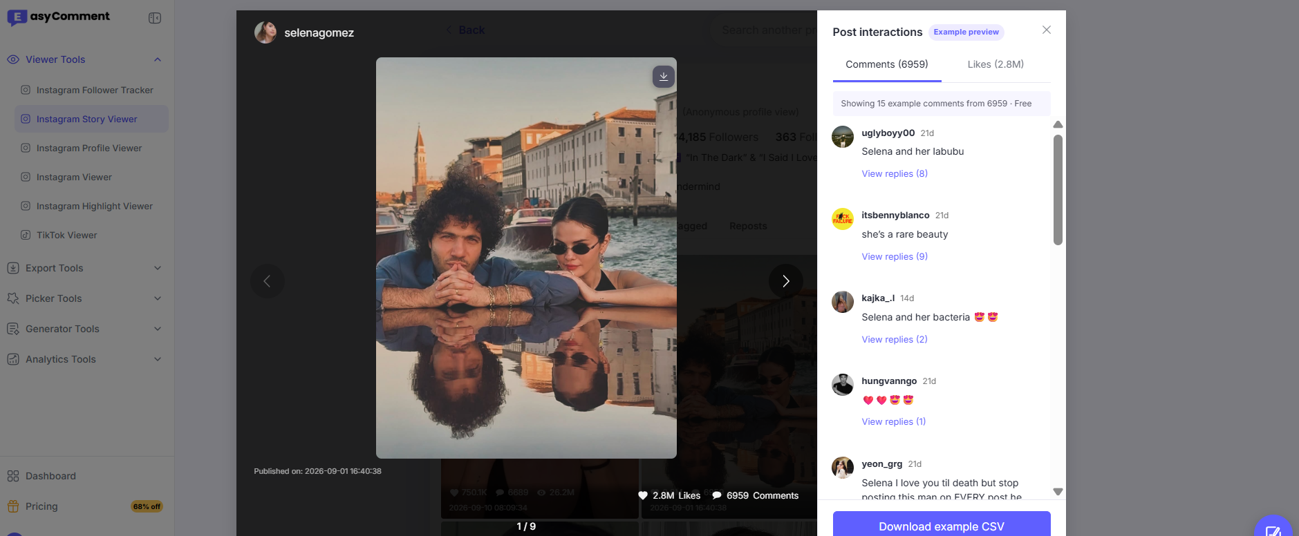 Instagram Comments & Likes Viewer & Export
